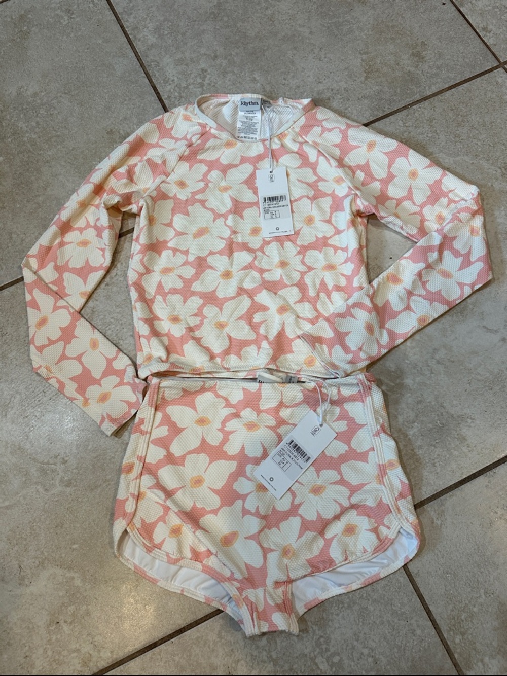 NWT! Free People Rhythm Long Sleeve Surf Crop Boyshort Bikini Bathing Suit S - Picture 5 of 10